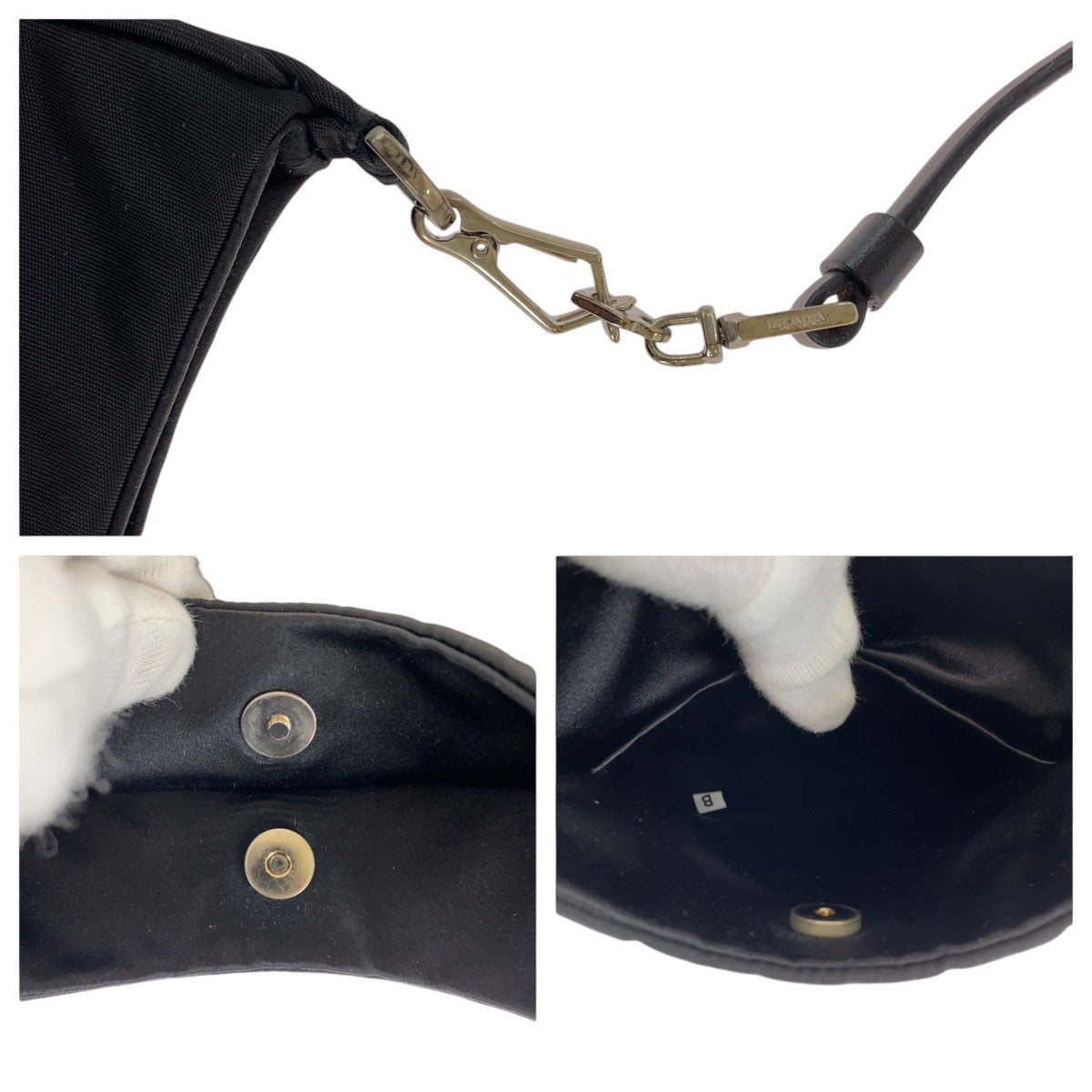 PRADA Prada Tessuto Triangle Logo Plate with Mirror Black Silver Hardware Nylon/Leather Shoulder Bag for Women