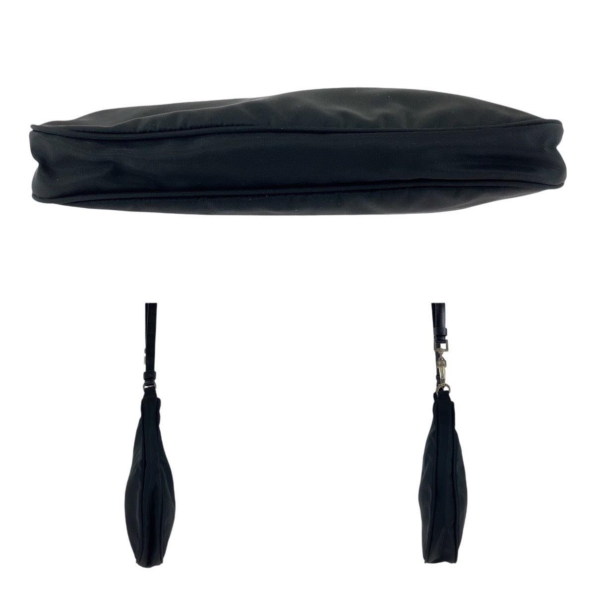 PRADA Prada Tessuto Triangle Logo Plate with Mirror Black Silver Hardware Nylon/Leather Shoulder Bag for Women