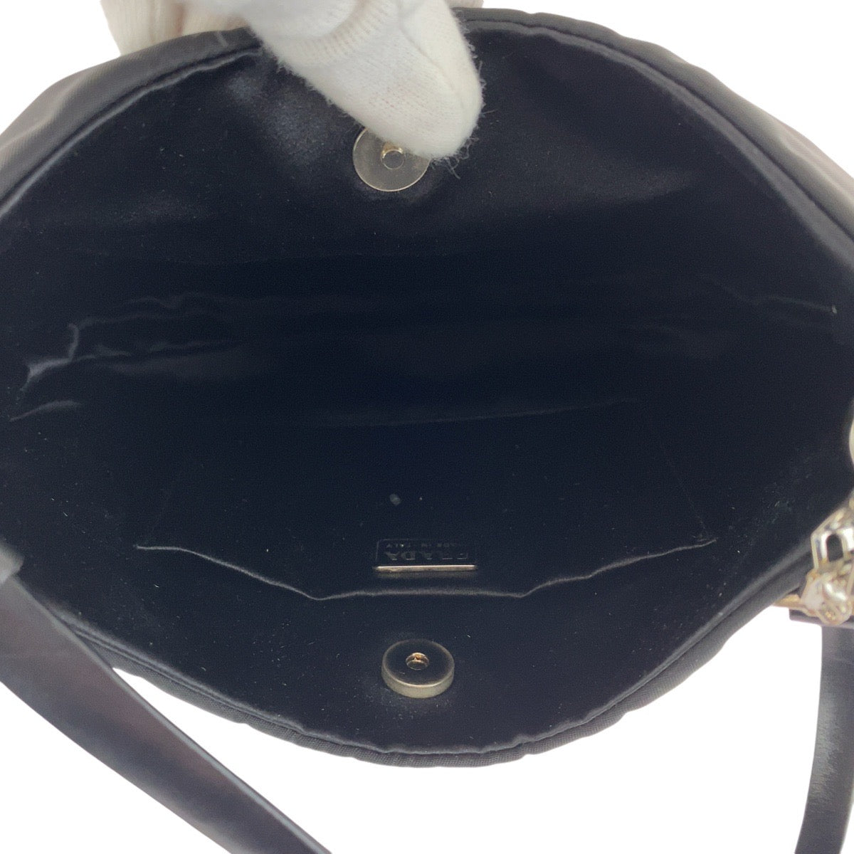 PRADA Prada Tessuto Triangle Logo Plate with Mirror Black Silver Hardware Nylon/Leather Shoulder Bag for Women