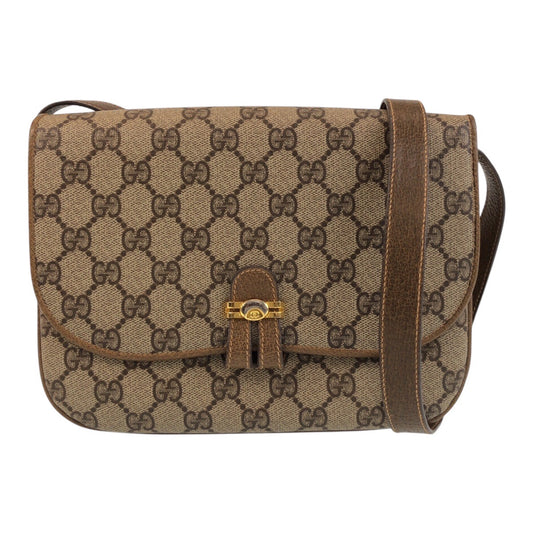 13906
GUCCI グッチ ヴィンテージ オールドグッチ ブラウン ゴールド金具 GGスプリームキャンバス / レザー 001 406 1780 斜め掛け ショルダーバッグ メッセンジャーバッグ  レディース