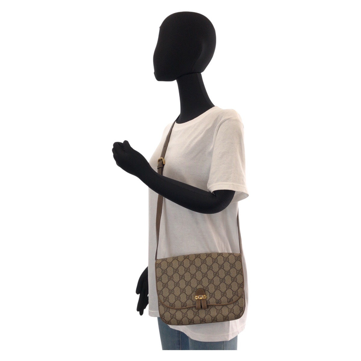 13906
GUCCI グッチ ヴィンテージ オールドグッチ ブラウン ゴールド金具 GGスプリームキャンバス / レザー 001 406 1780 斜め掛け ショルダーバッグ メッセンジャーバッグ  レディース
