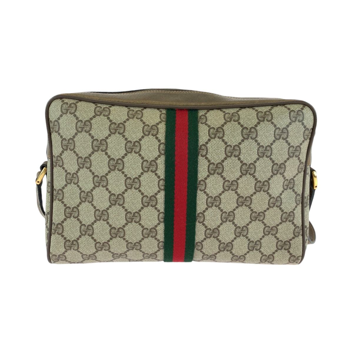 13907
GUCCI グッチ ヴィンテージ シェリーライン オールドグッチ ベージュ ブラウン ゴールド金具 GGスプリームキャンバス 98 02 005 ショルダーバッグ ポシェット  レディース