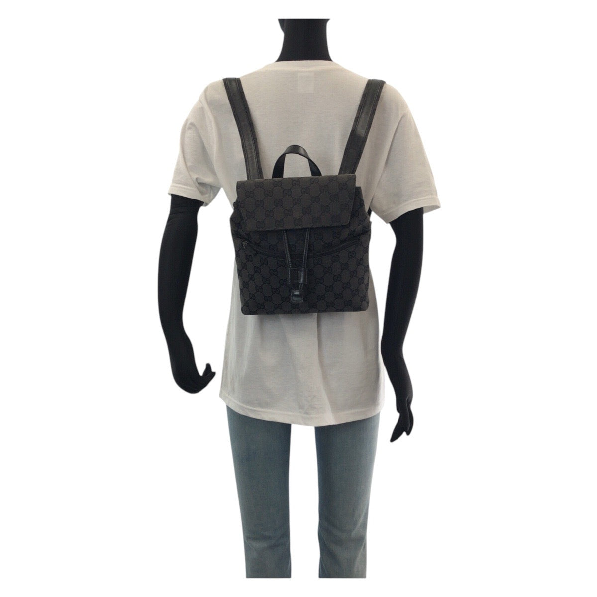 14387
GUCCI グッチ ブラック 黒 シルバー金具 GGキャンバス / レザー 003 0242 リュック・デイパック バックパック  レディース
