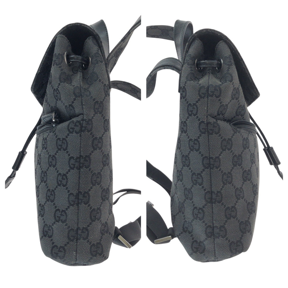 14387
GUCCI グッチ ブラック 黒 シルバー金具 GGキャンバス / レザー 003 0242 リュック・デイパック バックパック  レディース