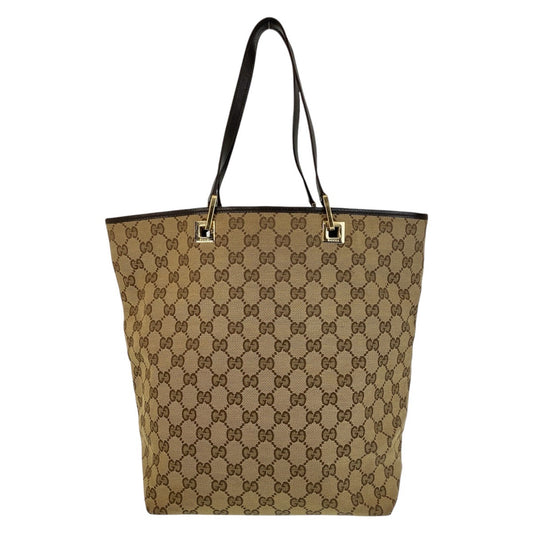 14388
GUCCI グッチ ベージュ ブラウン ゴールド金具 GGキャンバス / レザー 002 1098 トートバッグ ショルダーバッグ  レディース
