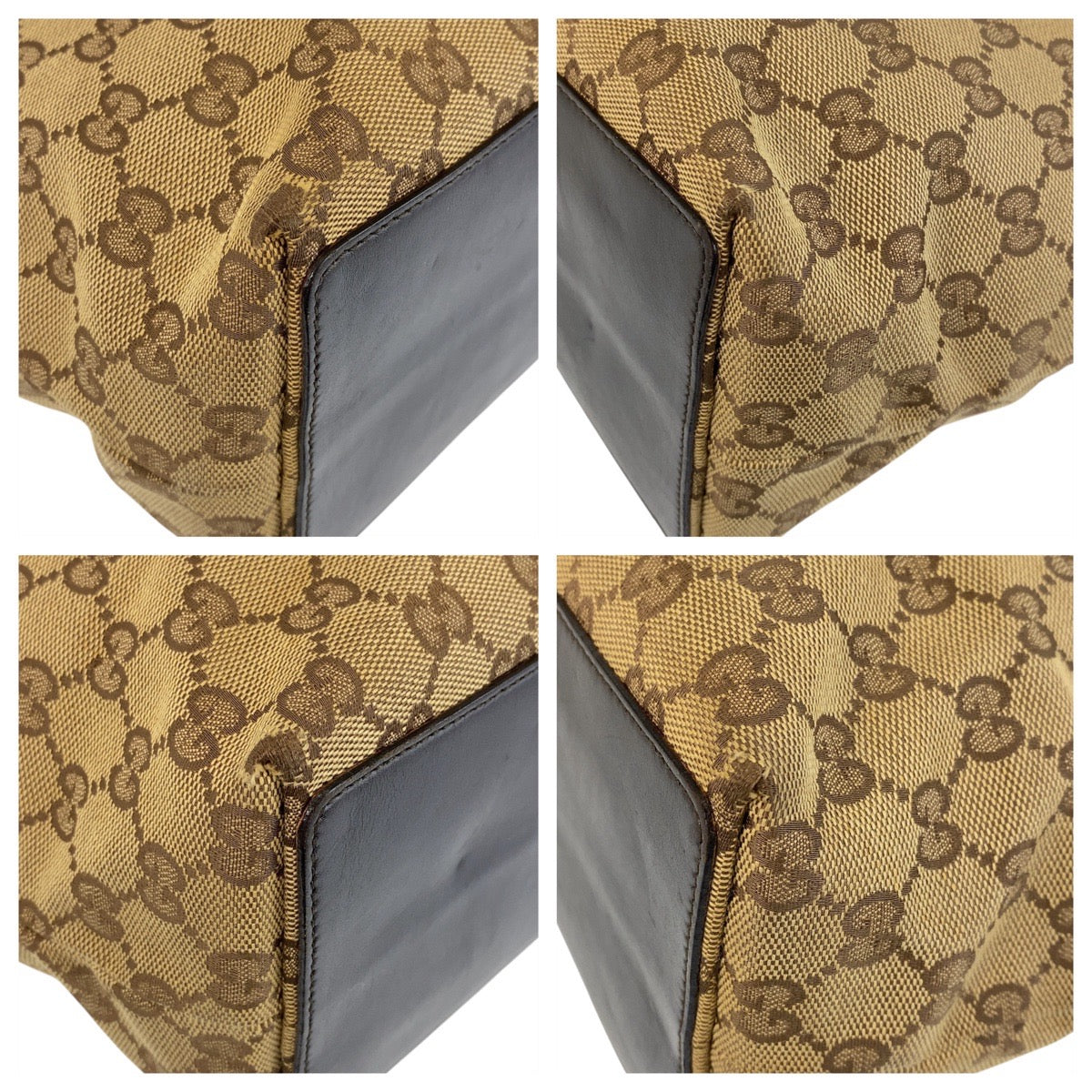 14388
GUCCI グッチ ベージュ ブラウン ゴールド金具 GGキャンバス / レザー 002 1098 トートバッグ ショルダーバッグ  レディース