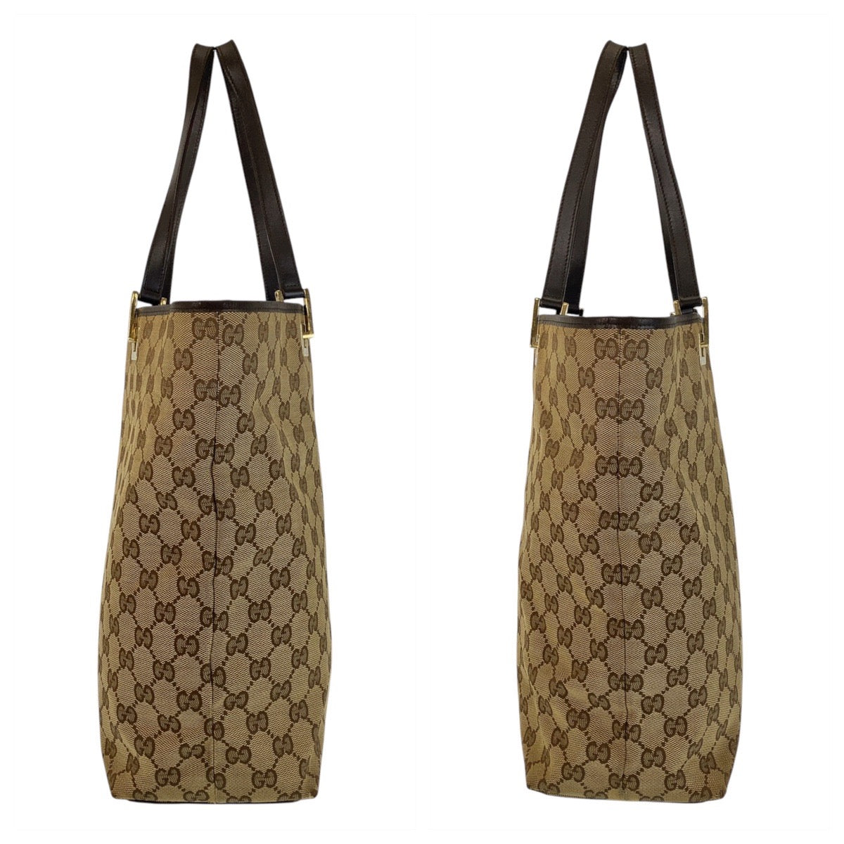 14388
GUCCI グッチ ベージュ ブラウン ゴールド金具 GGキャンバス / レザー 002 1098 トートバッグ ショルダーバッグ  レディース