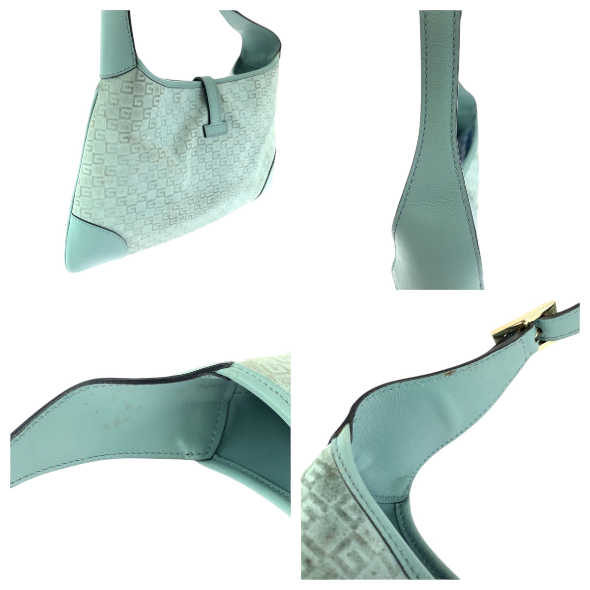 14390
GUCCI グッチ ジャッキー ブルー ゴールド金具 GGキャンバス 001 4057 ショルダーバッグ ホーボー  レディース