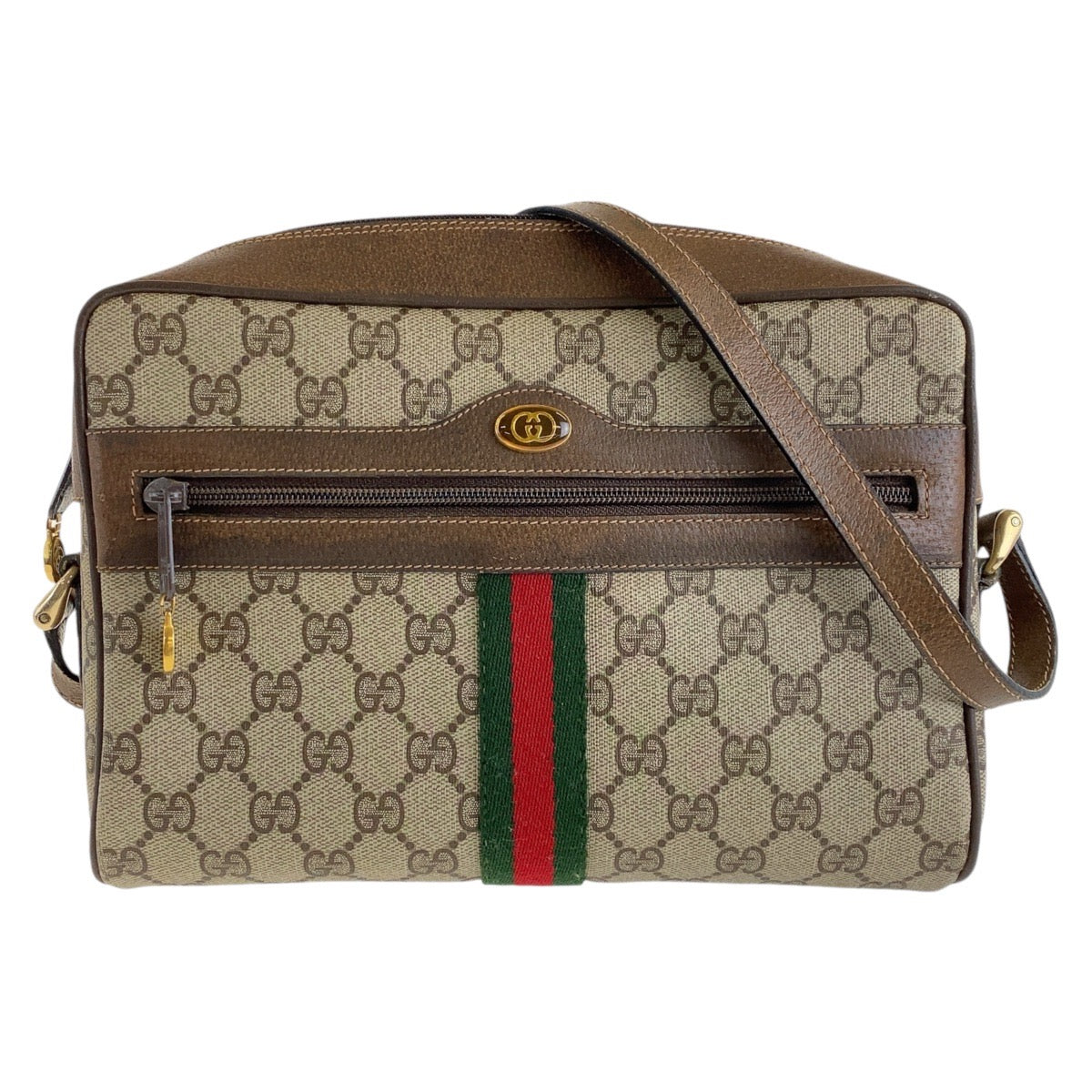 13908
GUCCI グッチ シェリーライン オールドグッチ ブラウン ゴールド金具 PVC / レザー 72 02 005 斜め掛け ショルダーバッグ メッセンジャーバッグ  レディース