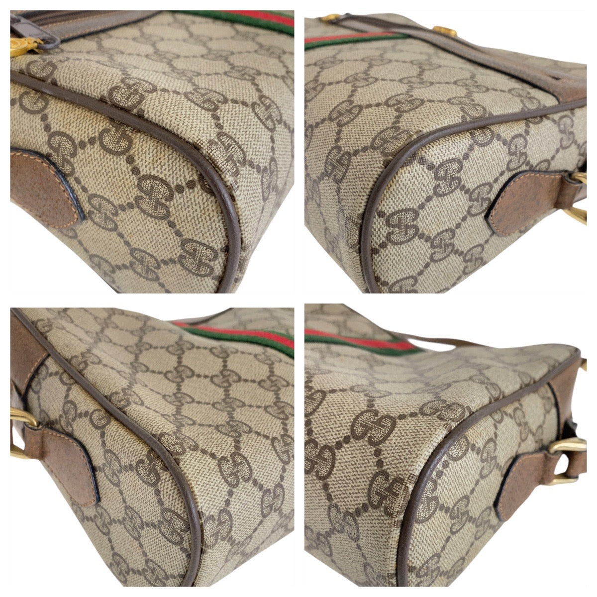 13908
GUCCI グッチ シェリーライン オールドグッチ ブラウン ゴールド金具 PVC / レザー 72 02 005 斜め掛け ショルダーバッグ メッセンジャーバッグ  レディース