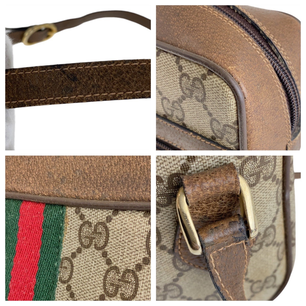13908
GUCCI グッチ シェリーライン オールドグッチ ブラウン ゴールド金具 PVC / レザー 72 02 005 斜め掛け ショルダーバッグ メッセンジャーバッグ  レディース