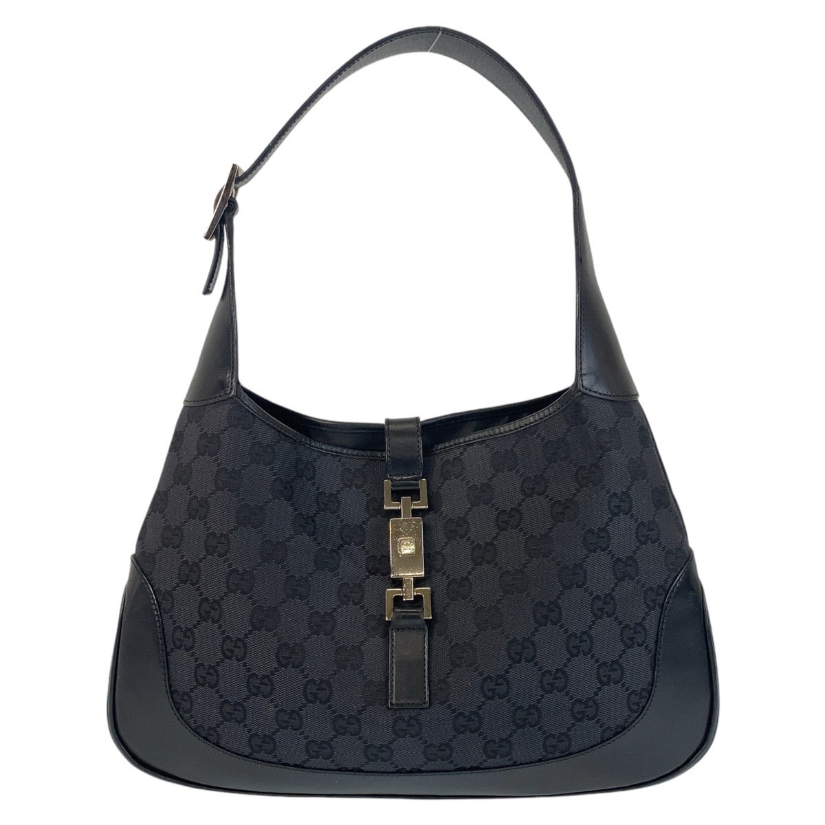 GUCCI グッチ ジャッキー ブラック 黒 シルバー金具 GGキャンバス / レザー 001 3306 ホーボー ショルダーバッグ  レディース