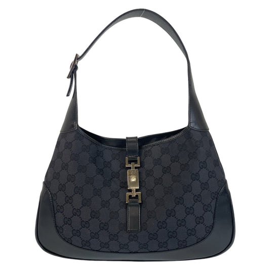 GUCCI グッチ ジャッキー ブラック 黒 シルバー金具 GGキャンバス / レザー 001 3306 ホーボー ショルダーバッグ  レディース