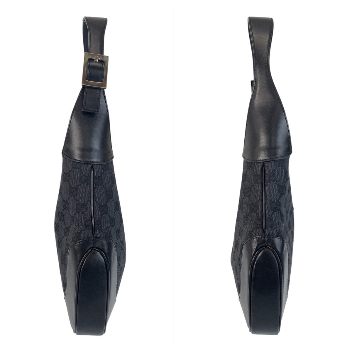 GUCCI グッチ ジャッキー ブラック 黒 シルバー金具 GGキャンバス / レザー 001 3306 ホーボー ショルダーバッグ  レディース