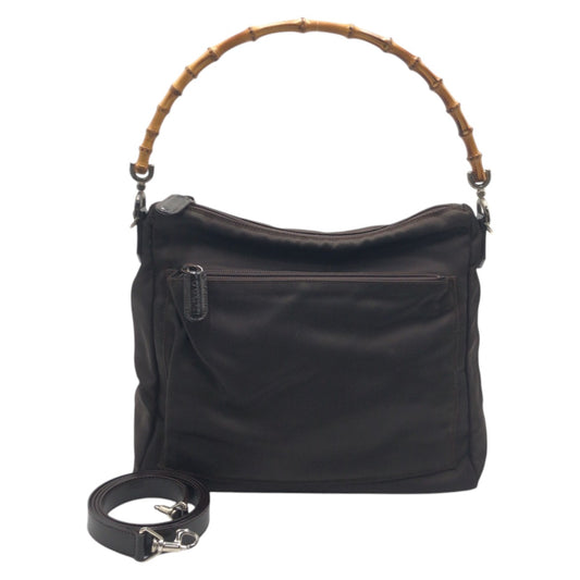 GUCCI グッチ バンブー ブラウン ポリエステル 000 0509 ハンドバッグ ショルダーバッグ ２WAY  レディース ABP19