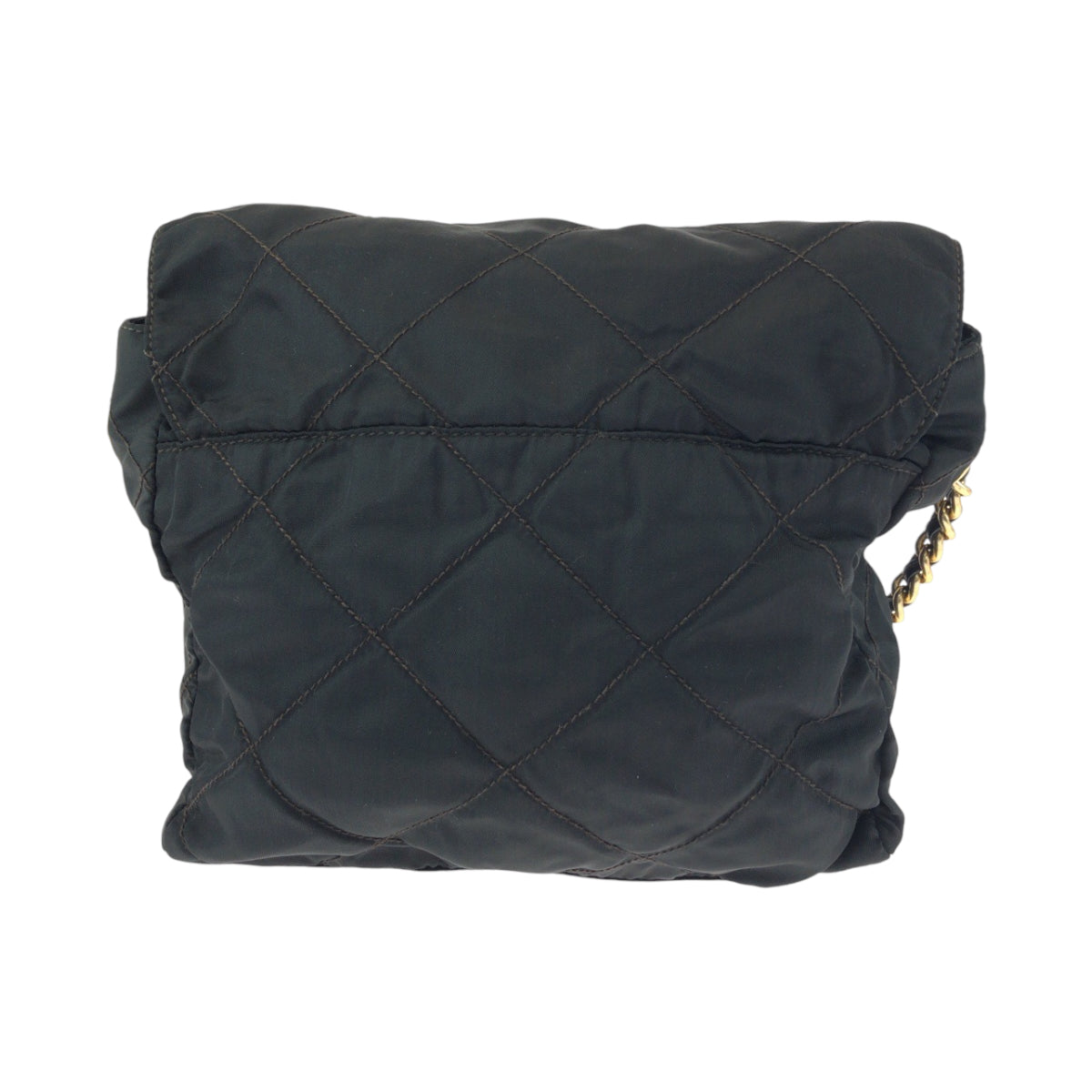 14393
PRADA プラダ ヴィンテージ テスート 三角ロゴプレート ブラック 黒 ゴールド金具 ナイロン チェーンショルダーバッグ ポシェット  レディース