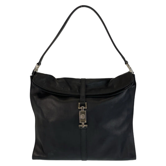 14394
GUCCI グッチ ジャッキー ブラック 黒 シルバー金具 レザー 001 3355 ショルダーバッグ  レディース