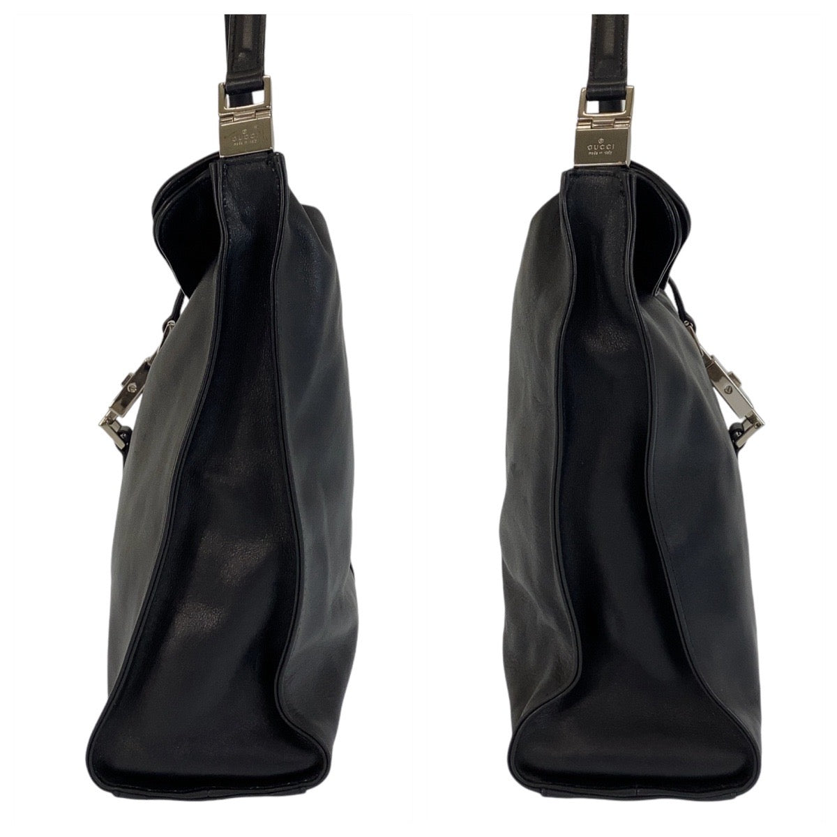 14394
GUCCI グッチ ジャッキー ブラック 黒 シルバー金具 レザー 001 3355 ショルダーバッグ  レディース