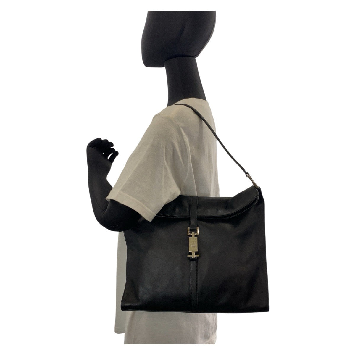 14394
GUCCI グッチ ジャッキー ブラック 黒 シルバー金具 レザー 001 3355 ショルダーバッグ  レディース