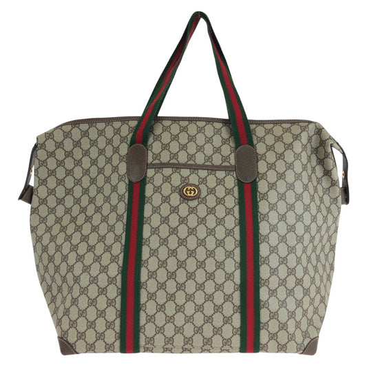 GUCCI グッチ ヴィンテージ オールドグッチ シェリーライン インターロッキング ブラウン ゴールド金具 GGスプリームキャンバス / レザー 012 39 6211 ボストンバッグ 男女兼用  レディース