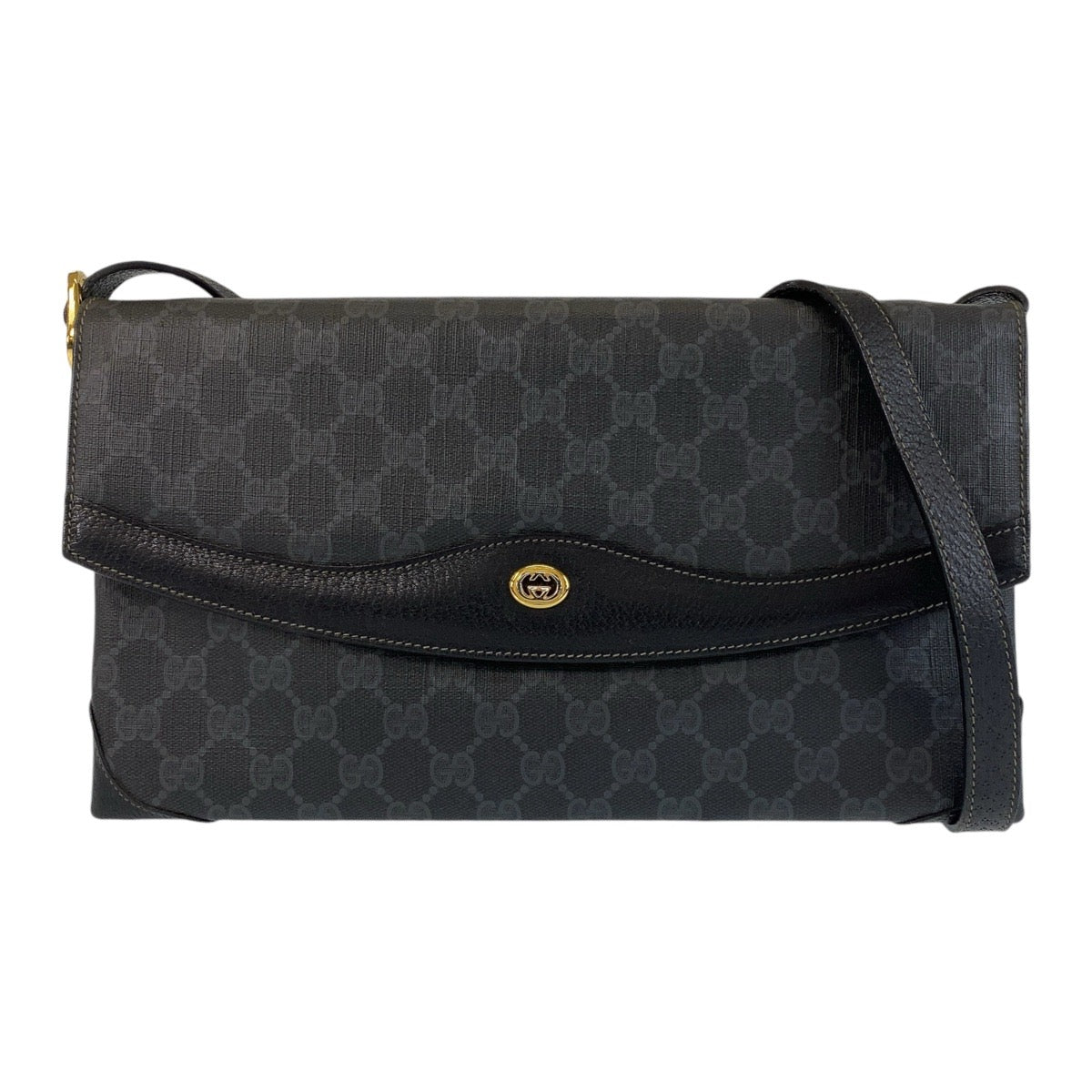 14395
GUCCI グッチ ブラック 黒 ゴールド金具 GGスプリームキャンバス / レザー 56 02 504 斜め掛け ショルダーバッグ メッセンジャーバッグ  レディース