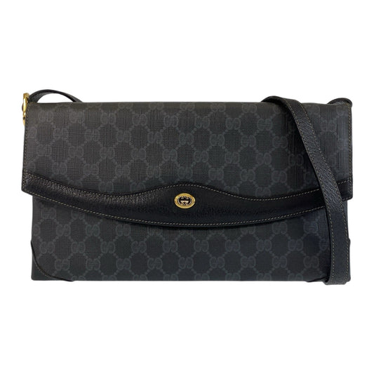 14395
GUCCI グッチ ブラック 黒 ゴールド金具 GGスプリームキャンバス / レザー 56 02 504 斜め掛け ショルダーバッグ メッセンジャーバッグ  レディース