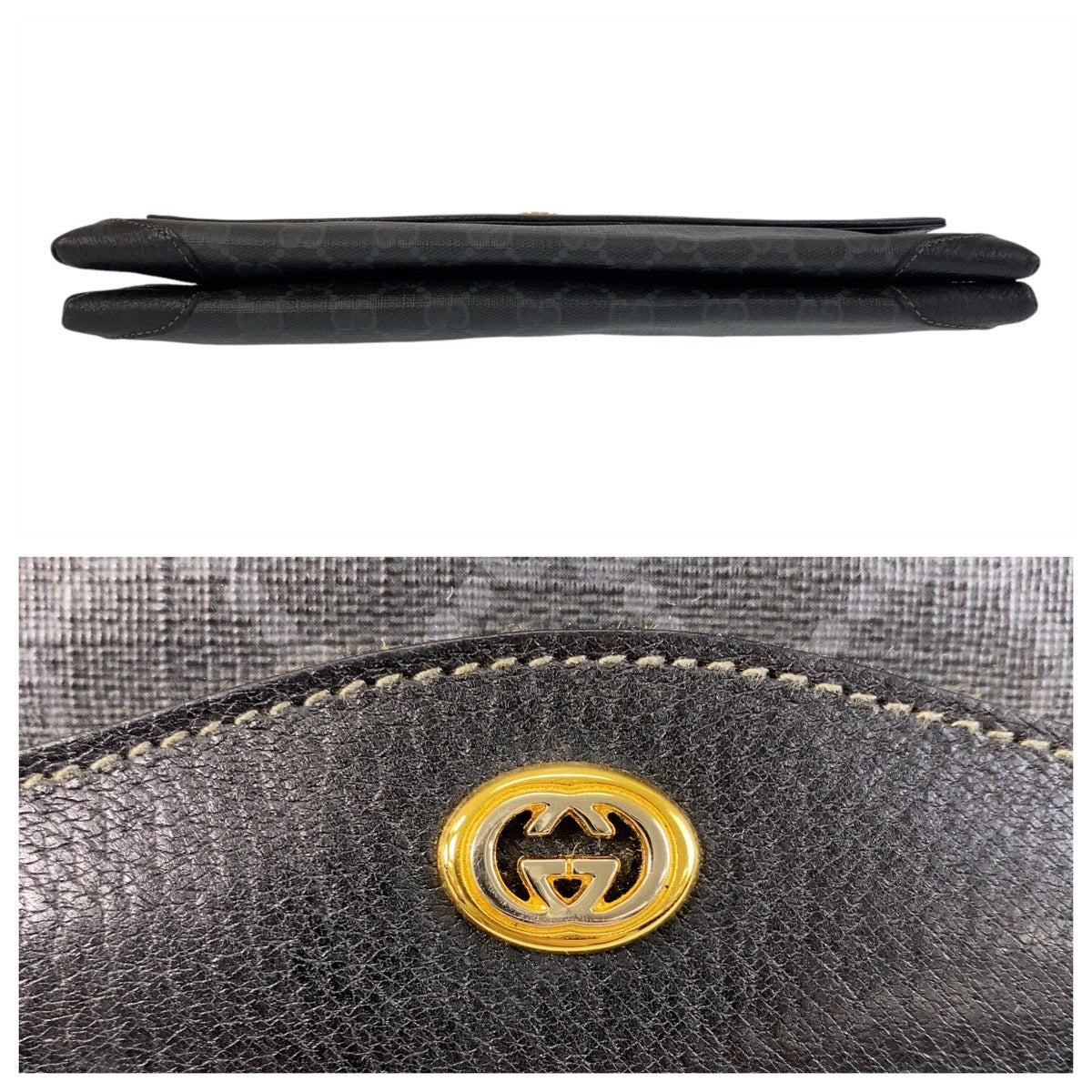 14395
GUCCI グッチ ブラック 黒 ゴールド金具 GGスプリームキャンバス / レザー 56 02 504 斜め掛け ショルダーバッグ メッセンジャーバッグ  レディース