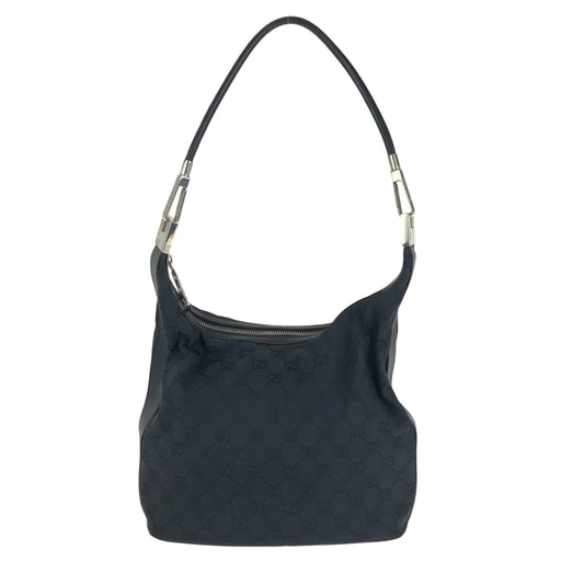 14398
GUCCI グッチ ブラック 黒 シルバー金具 GGキャンバス 001 3814 ホーボー ショルダーバッグ  レディース