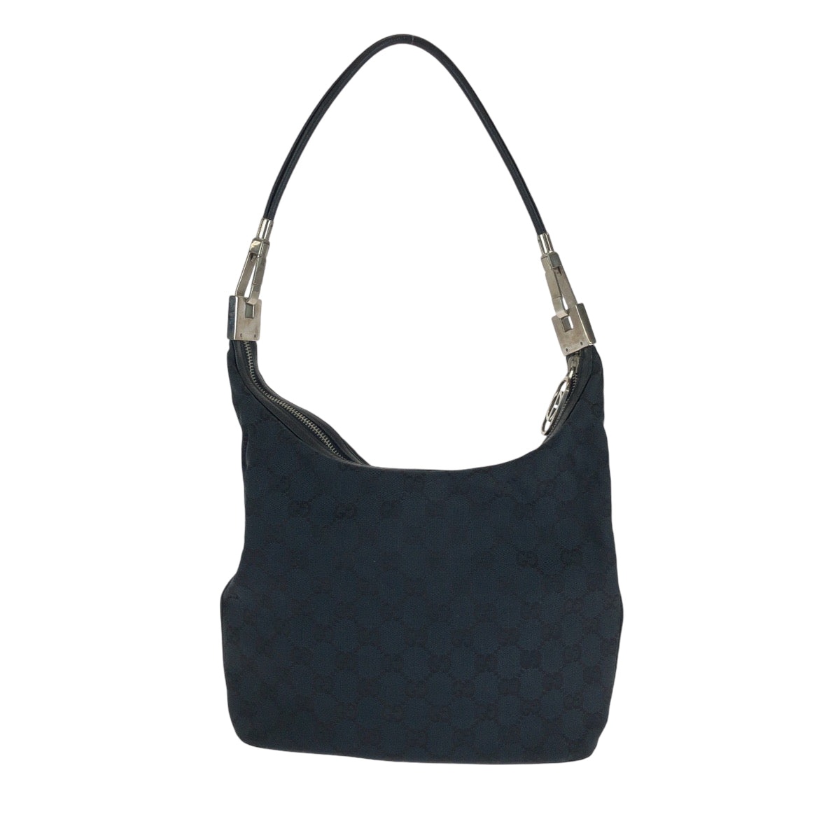 14398
GUCCI グッチ ブラック 黒 シルバー金具 GGキャンバス 001 3814 ホーボー ショルダーバッグ  レディース