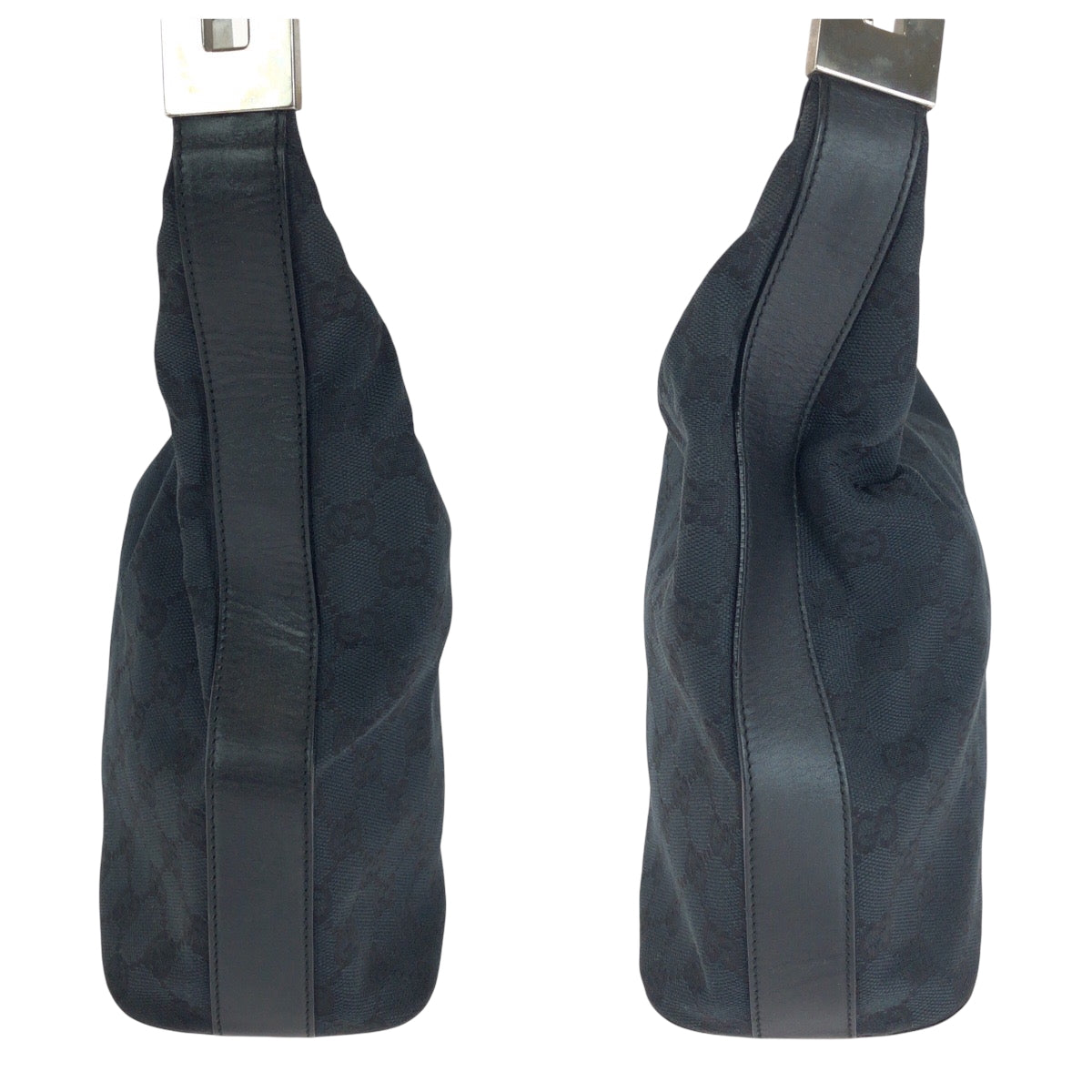 14398
GUCCI グッチ ブラック 黒 シルバー金具 GGキャンバス 001 3814 ホーボー ショルダーバッグ  レディース