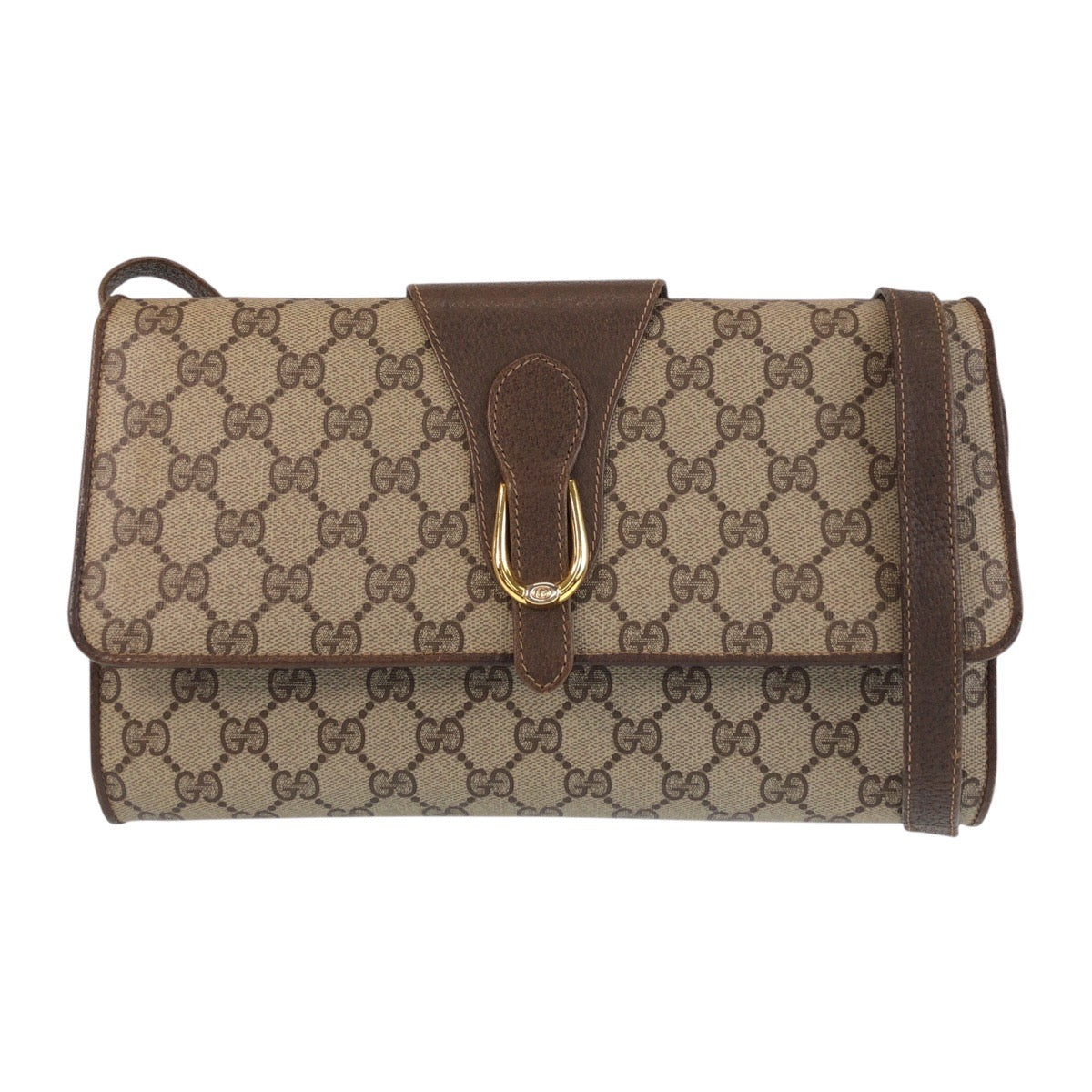 13912
GUCCI グッチ オールドグッチ ブラウン ゴールド金具 GGスプリームキャンバス / レザー 904 02 050 斜め掛け ショルダーバッグ ポシェット  レディース