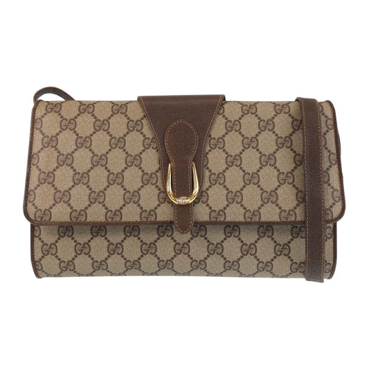 13912
GUCCI グッチ オールドグッチ ブラウン ゴールド金具 GGスプリームキャンバス / レザー 904 02 050 斜め掛け ショルダーバッグ ポシェット  レディース