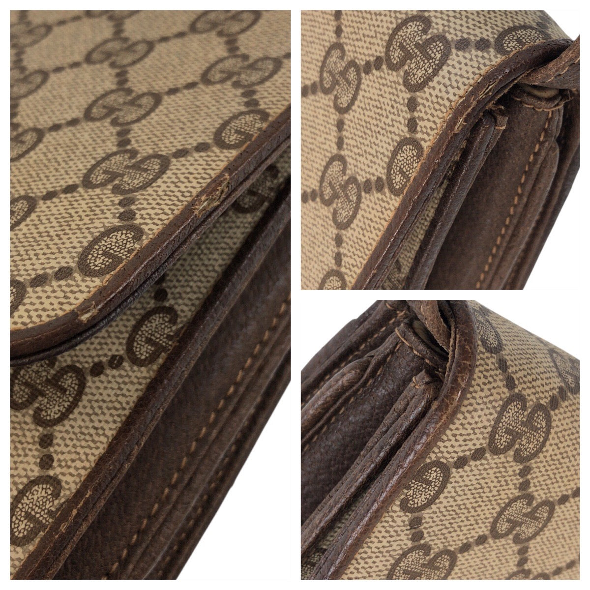 13912
GUCCI グッチ オールドグッチ ブラウン ゴールド金具 GGスプリームキャンバス / レザー 904 02 050 斜め掛け ショルダーバッグ ポシェット  レディース