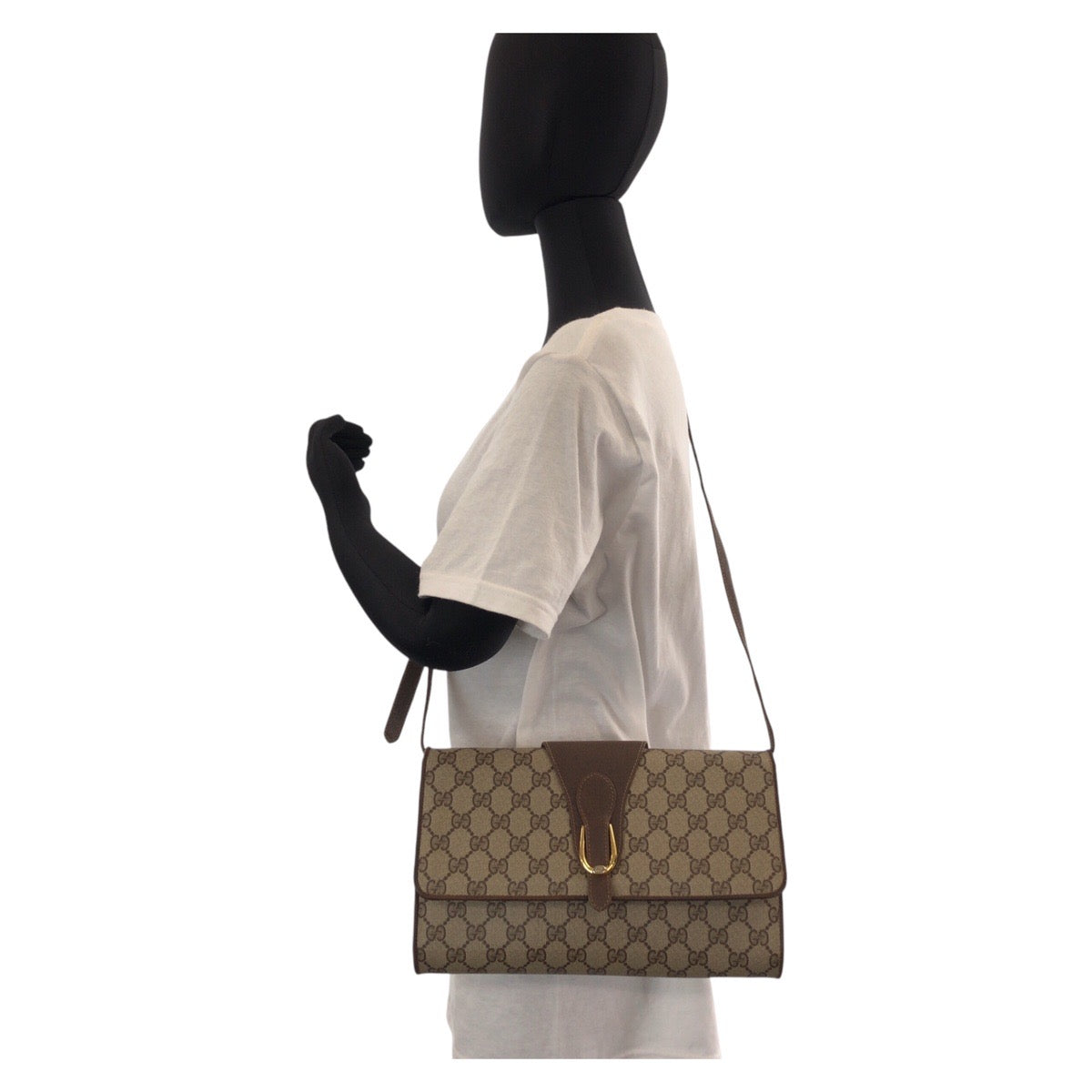 13912
GUCCI グッチ オールドグッチ ブラウン ゴールド金具 GGスプリームキャンバス / レザー 904 02 050 斜め掛け ショルダーバッグ ポシェット  レディース