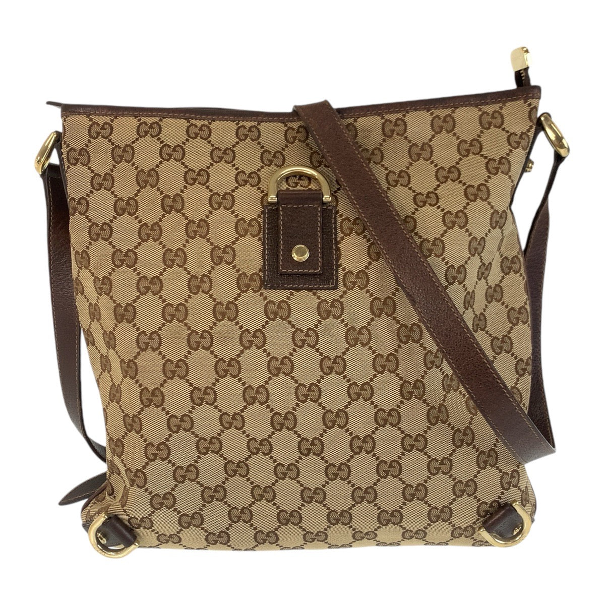 14401
GUCCI グッチ アビー ベージュ ブラウン ゴールド金具 GGキャンバス / レザー 斜め掛け ショルダーバッグ ポシェット  レディース