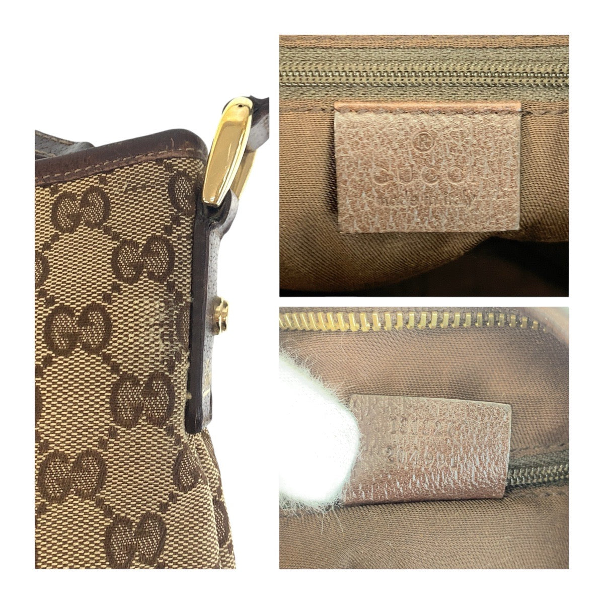 14401
GUCCI グッチ アビー ベージュ ブラウン ゴールド金具 GGキャンバス / レザー 斜め掛け ショルダーバッグ ポシェット  レディース