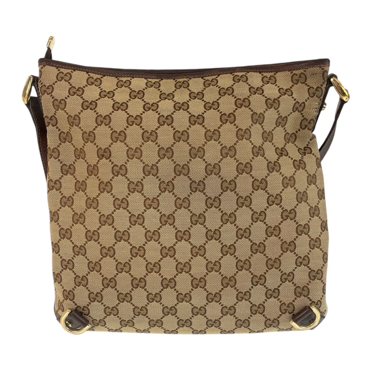 14401
GUCCI グッチ アビー ベージュ ブラウン ゴールド金具 GGキャンバス / レザー 斜め掛け ショルダーバッグ ポシェット  レディース