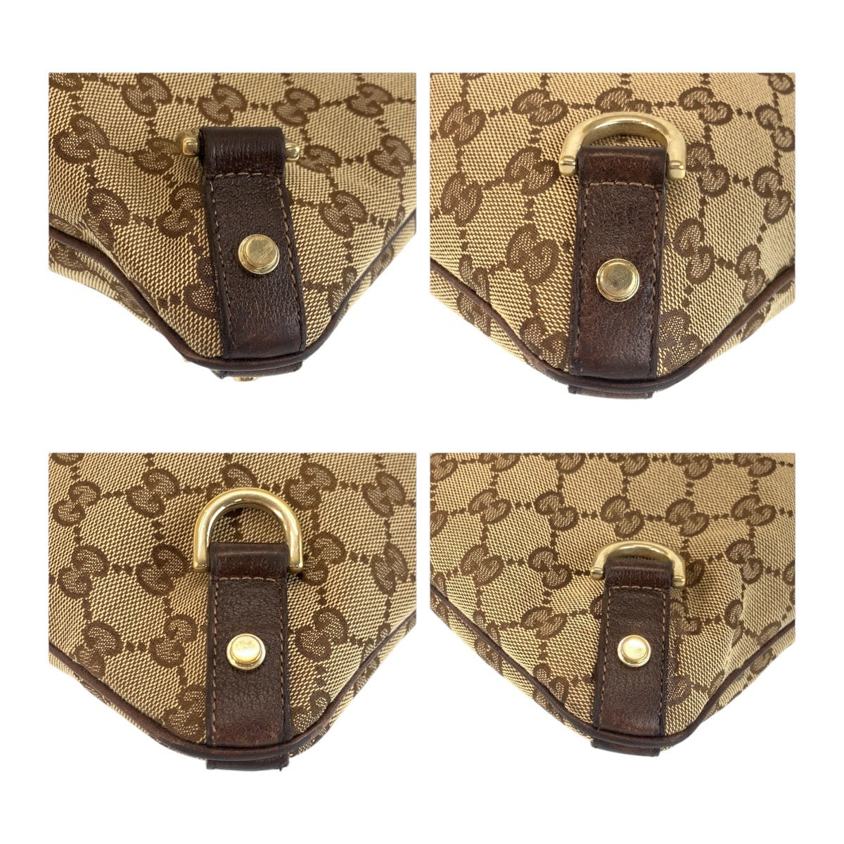 14401
GUCCI グッチ アビー ベージュ ブラウン ゴールド金具 GGキャンバス / レザー 斜め掛け ショルダーバッグ ポシェット  レディース