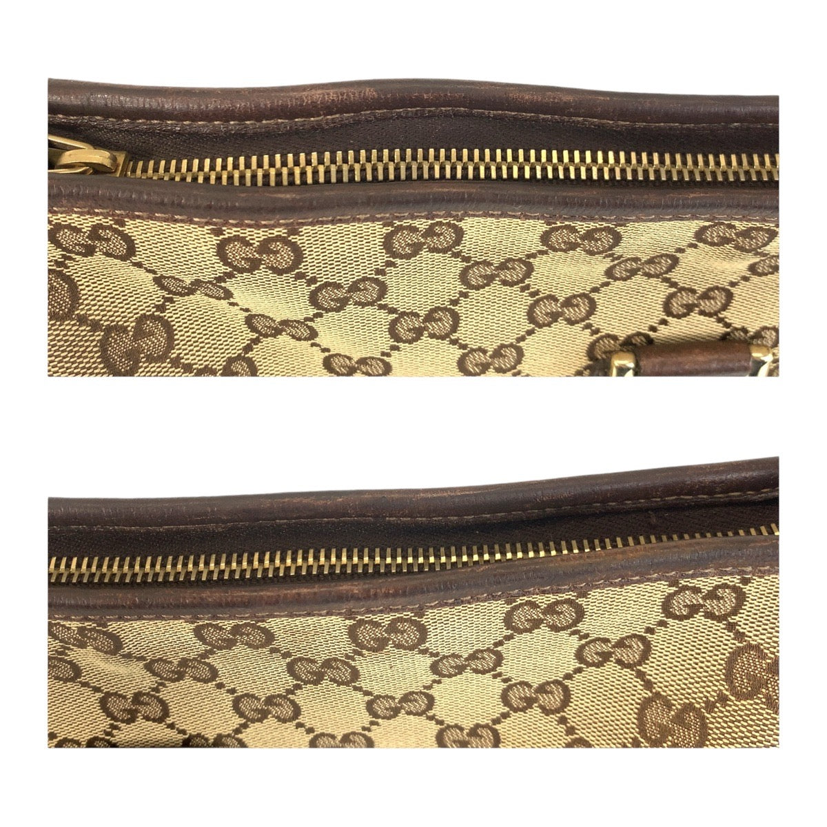 14401
GUCCI グッチ アビー ベージュ ブラウン ゴールド金具 GGキャンバス / レザー 斜め掛け ショルダーバッグ ポシェット  レディース