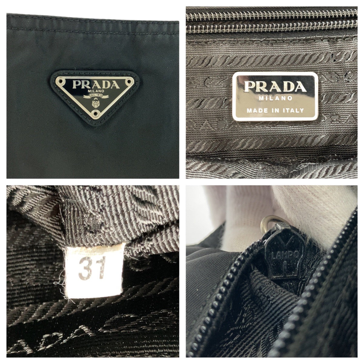 14402
PRADA プラダ テスート 三角ロゴプレート ブラック 黒 シルバー金具 ナイロン トートバッグ ショルダーバッグ  レディース