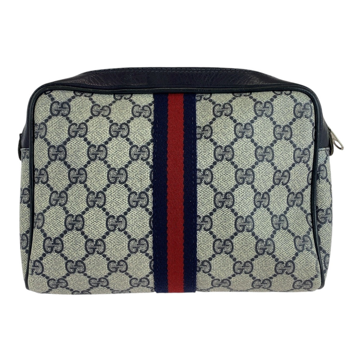 14403
GUCCI グッチ シェリーライン グレー ネイビー GGスプリームキャンバス / レザー クラッチバッグ セカンドバッグ  レディース