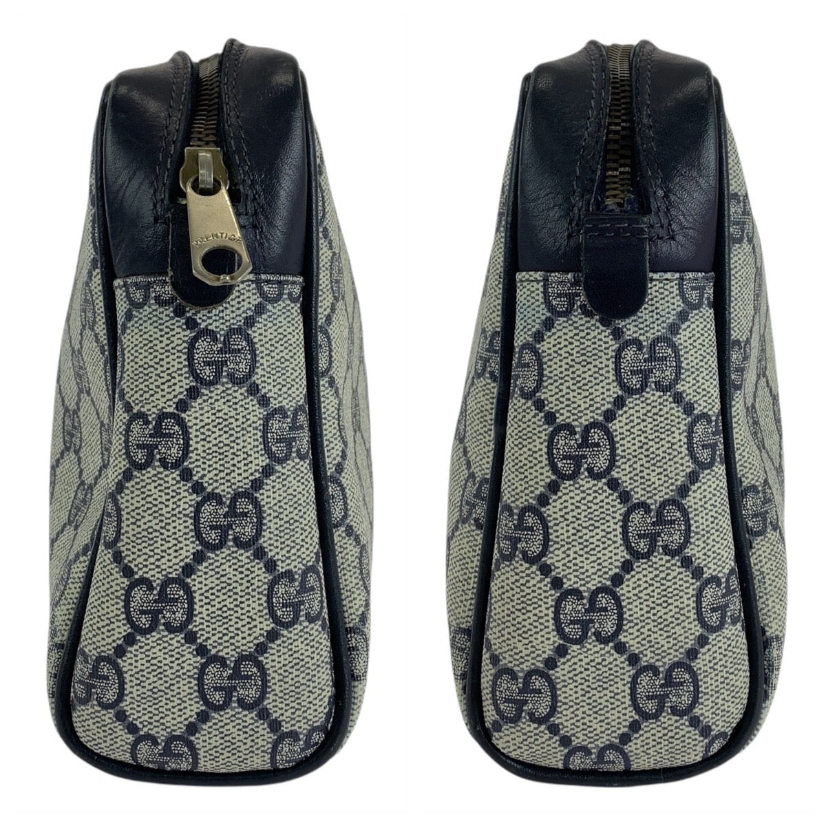 14403
GUCCI グッチ シェリーライン グレー ネイビー GGスプリームキャンバス / レザー クラッチバッグ セカンドバッグ  レディース