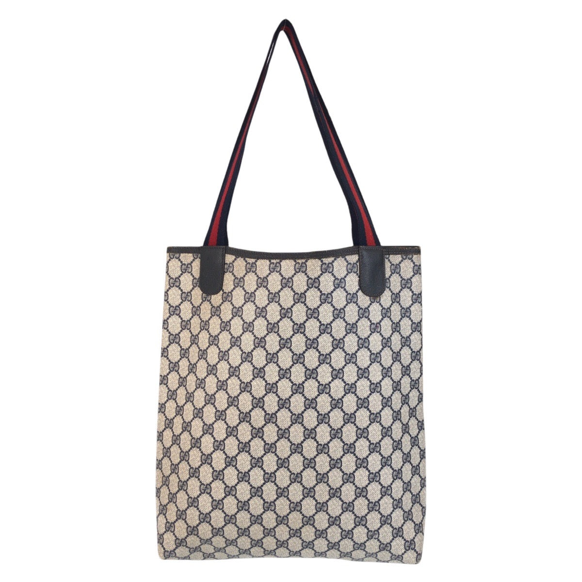 13913
GUCCI グッチ ヴィンテージ シェリーライン オールドグッチ グレー ネイビー PVC 39 02 003 トートバッグ ショルダーバッグ  レディース