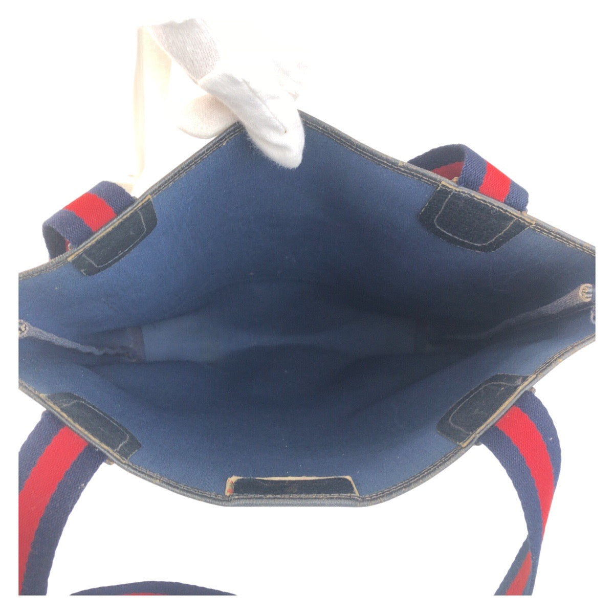 13913
GUCCI グッチ ヴィンテージ シェリーライン オールドグッチ グレー ネイビー PVC 39 02 003 トートバッグ ショルダーバッグ  レディース