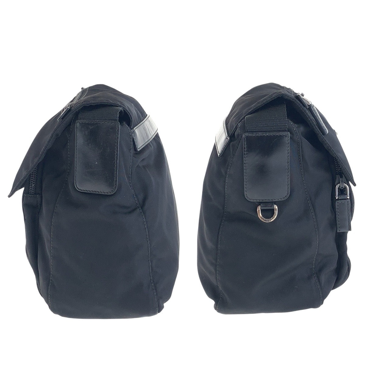 14404
PRADA プラダ テスート 三角ロゴプレート ブラック 黒 シルバー金具 ナイロン ショルダーバッグ ポシェット  レディース ABP24