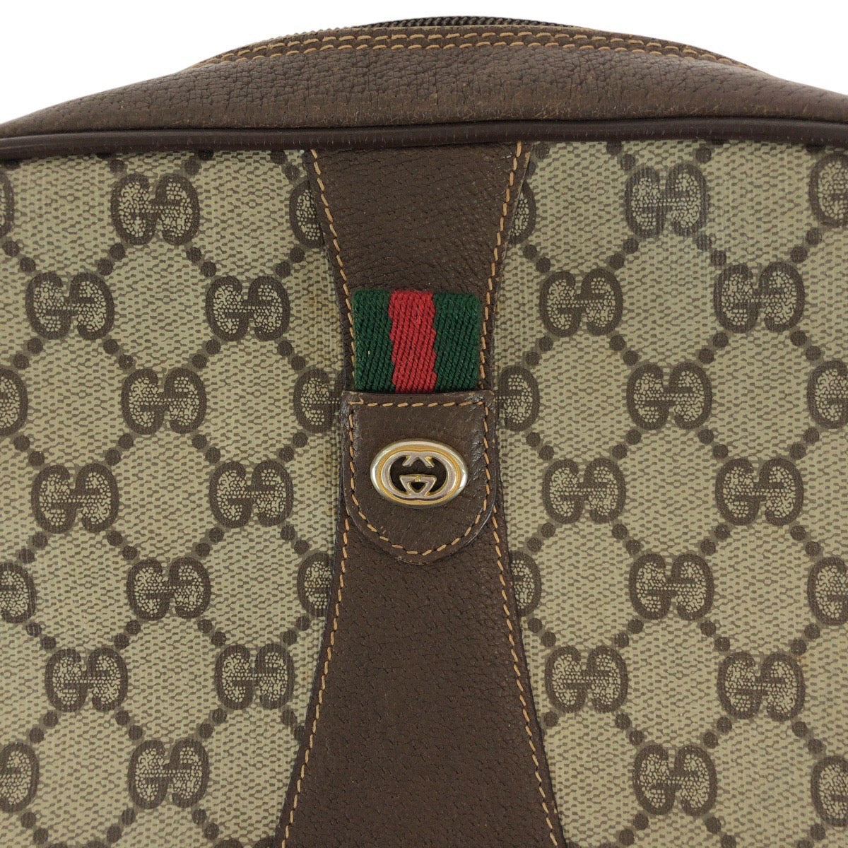 14405
GUCCI グッチ ヴィンテージ オールドグッチ シェリーライン インターロッキング ブラウン ゴールド金具 GGスプリームキャンバス / レザー 156 01 034 ポーチ セカンドバッグ 男女兼用  レディース