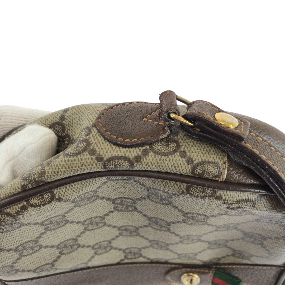 14405
GUCCI グッチ ヴィンテージ オールドグッチ シェリーライン インターロッキング ブラウン ゴールド金具 GGスプリームキャンバス / レザー 156 01 034 ポーチ セカンドバッグ 男女兼用  レディース