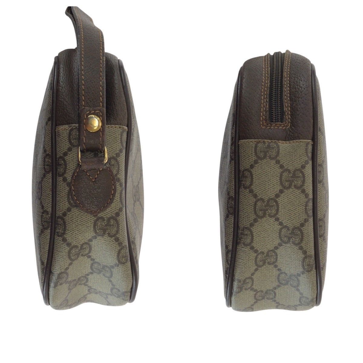 14405
GUCCI グッチ ヴィンテージ オールドグッチ シェリーライン インターロッキング ブラウン ゴールド金具 GGスプリームキャンバス / レザー 156 01 034 ポーチ セカンドバッグ 男女兼用  レディース