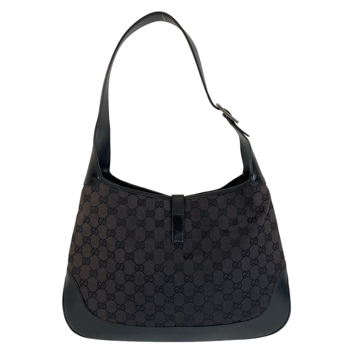 14406
GUCCI グッチ ジャッキー ブラック 黒 シルバー金具 GGキャンバス / レザー 001 3346 ホーボー ショルダーバッグ  レディース