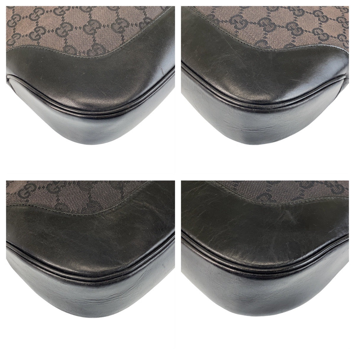 14406
GUCCI グッチ ジャッキー ブラック 黒 シルバー金具 GGキャンバス / レザー 001 3346 ホーボー ショルダーバッグ  レディース